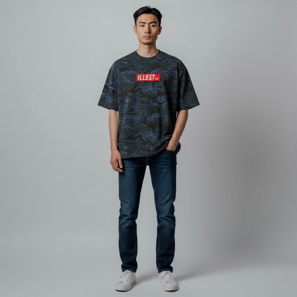 ILLEST Box Logo Camo Print T-Shirt